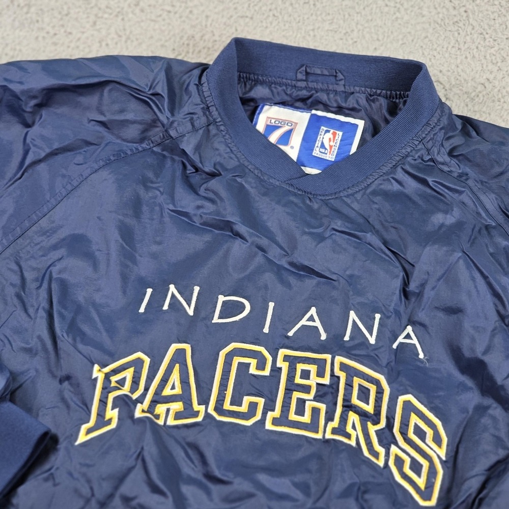 Vintage Indiana Pacers Jacket Mens Large Blue NBA Basketball Logo 7 Nylon 90s